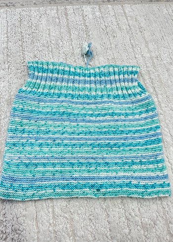 Mavi Örgü Desenli Çocuk Yelek - Görsel 4