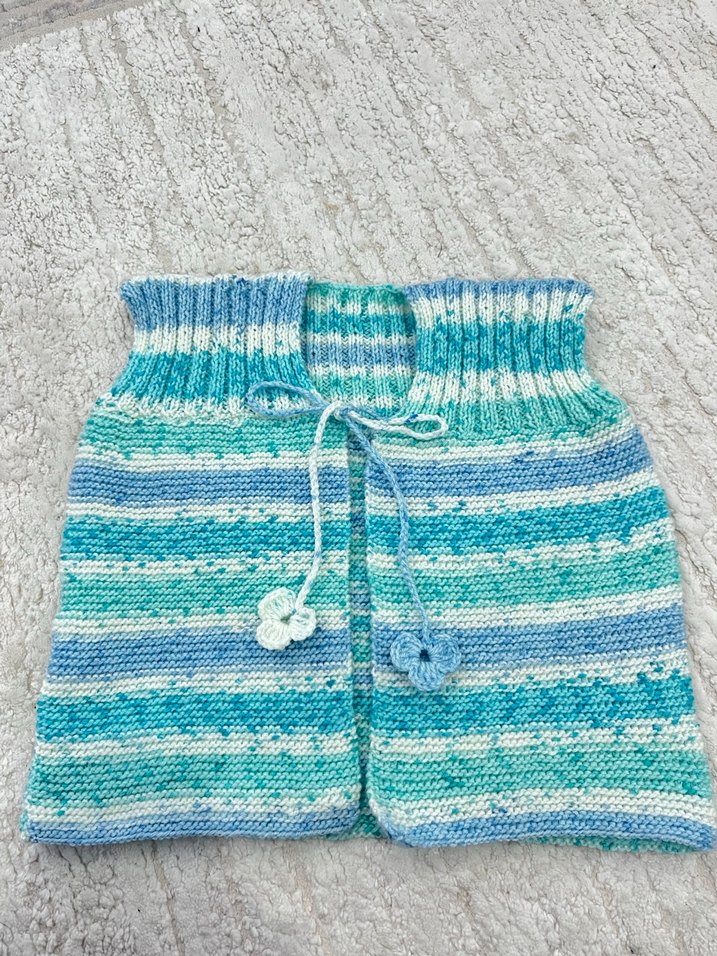 Mavi Örgü Desenli Çocuk Yelek - Görsel 2