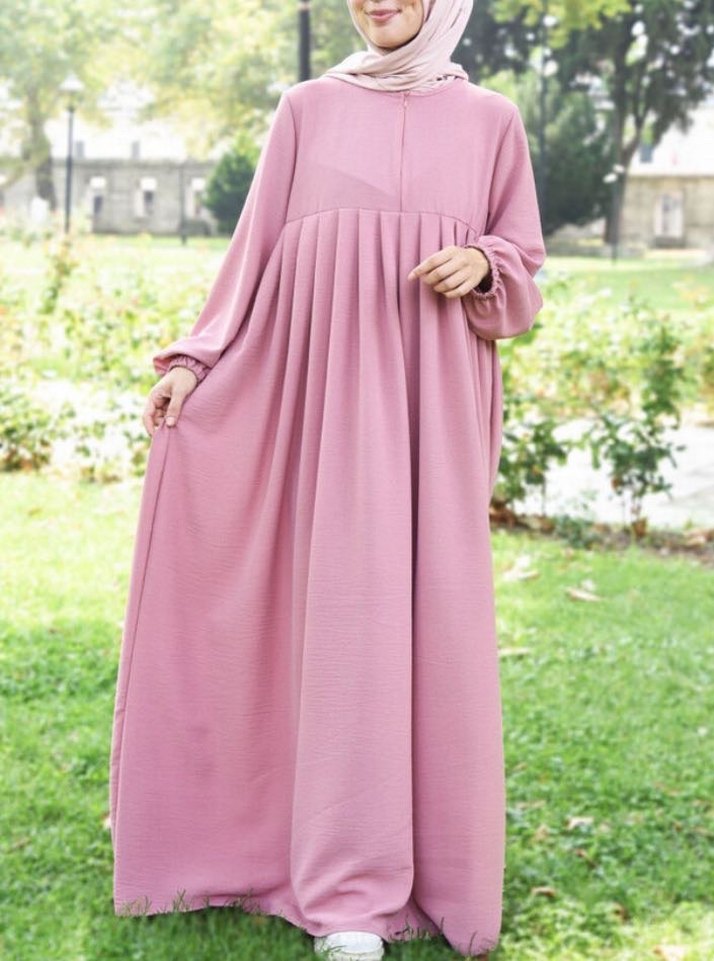 Pembe Piliseli Uzun Kadın Elbise - Görsel 2