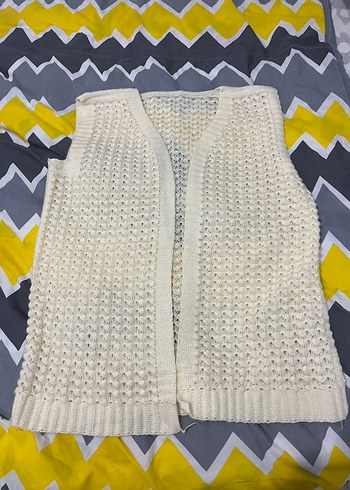 Beyaz Örgü Bohem Kadın Yelek - Görsel 2