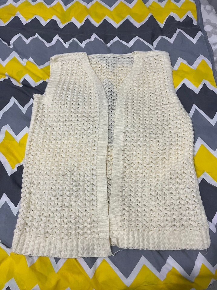 Beyaz Örgü Bohem Kadın Yelek - Görsel 2