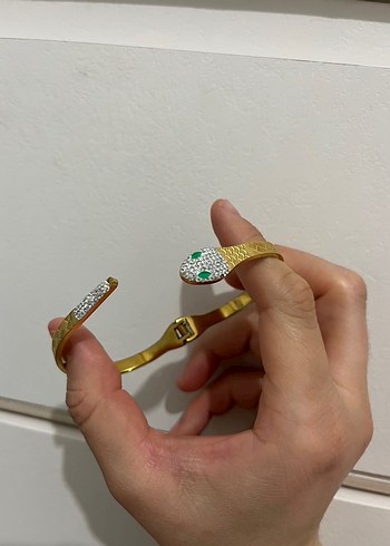 Altın Renkli Yılan Desenli Kadın Bileklik - Görsel 3