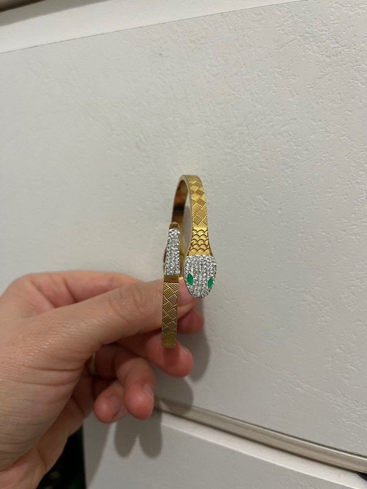 Altın Renkli Yılan Desenli Kadın Bileklik - Görsel 2