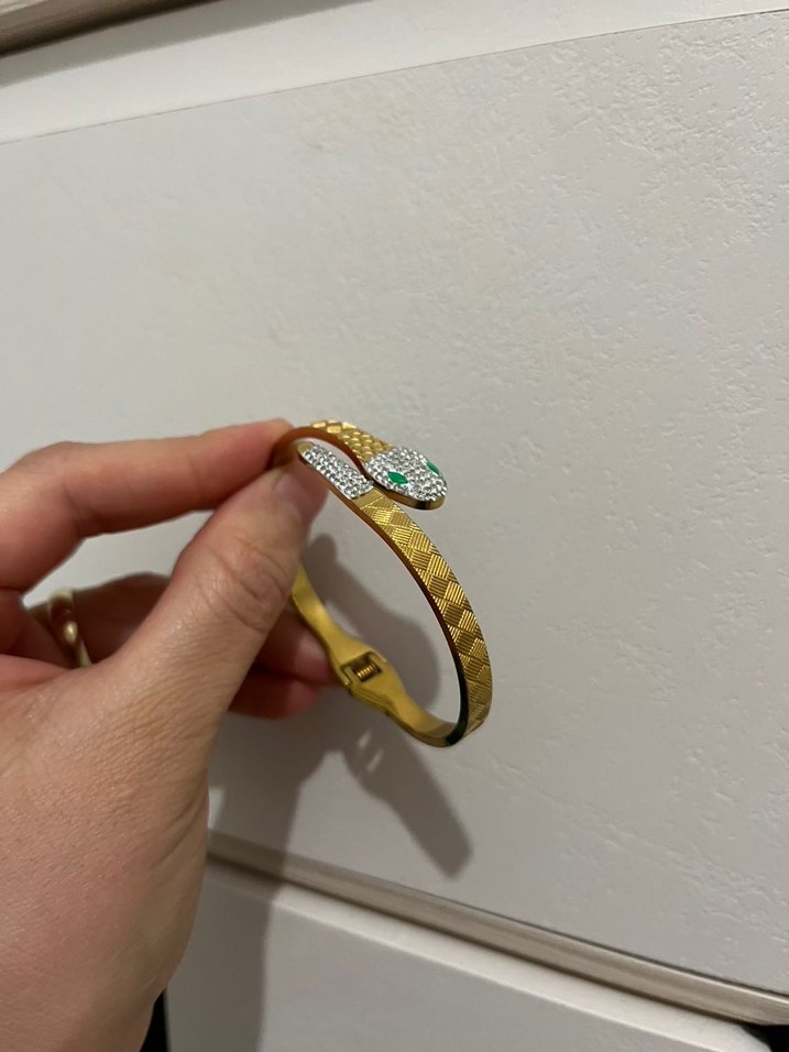 Altın Renkli Yılan Desenli Kadın Bileklik - Görsel 4