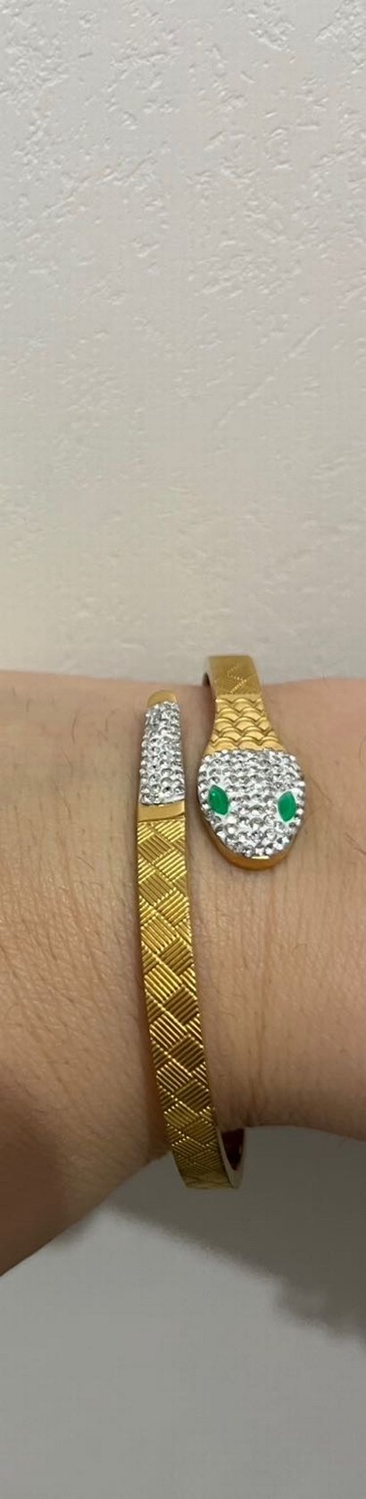 Altın Renkli Yılan Desenli Kadın Bileklik - Görsel 5