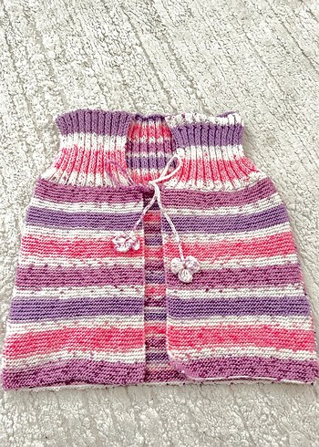 Kızlar için Bohem Çok Renkli Kolsuz Triko Süveter - Görsel 3