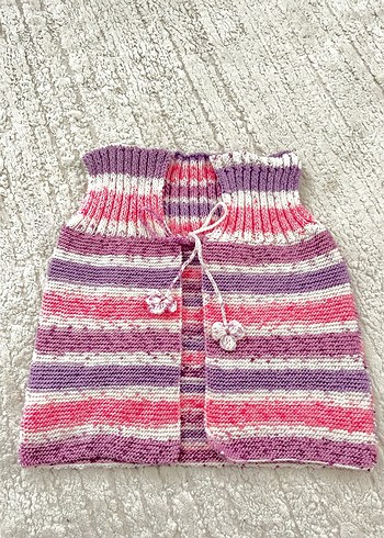 Kızlar için Bohem Çok Renkli Kolsuz Triko Süveter - Görsel 2