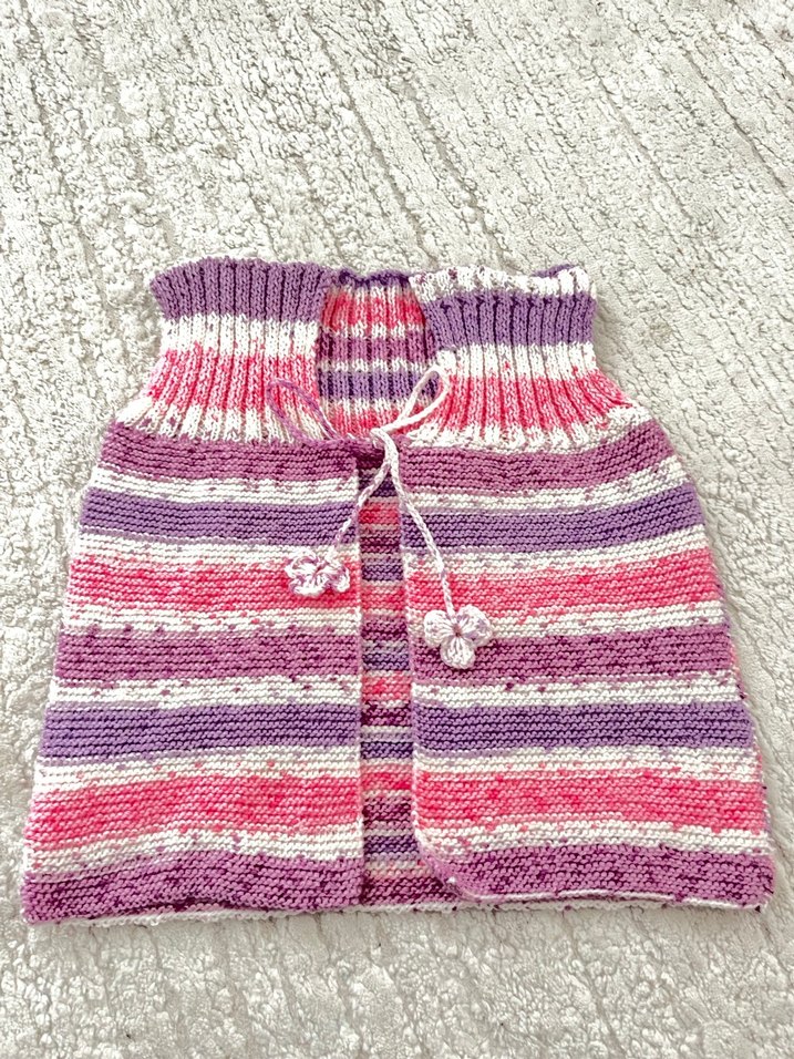 Kızlar için Bohem Çok Renkli Kolsuz Triko Süveter - Görsel 3