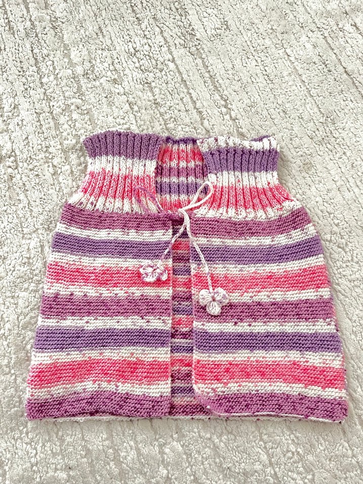 Kızlar için Bohem Çok Renkli Kolsuz Triko Süveter - Görsel 2