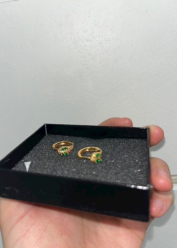 Altın Renk Mini Yılan Desenli Küpe - Görsel 4