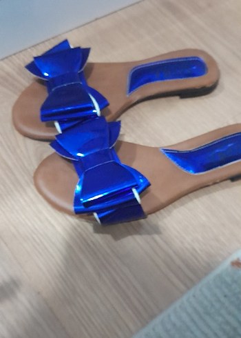 Kadın Mavi Terlik Fiyonk Detaylı - Görsel 3