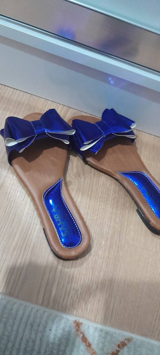 Kadın Mavi Terlik Fiyonk Detaylı - Görsel 2