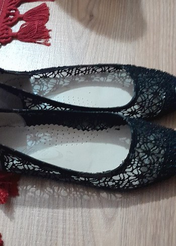 Siyah Dantel Detaylı  şık Babet - Görsel 3