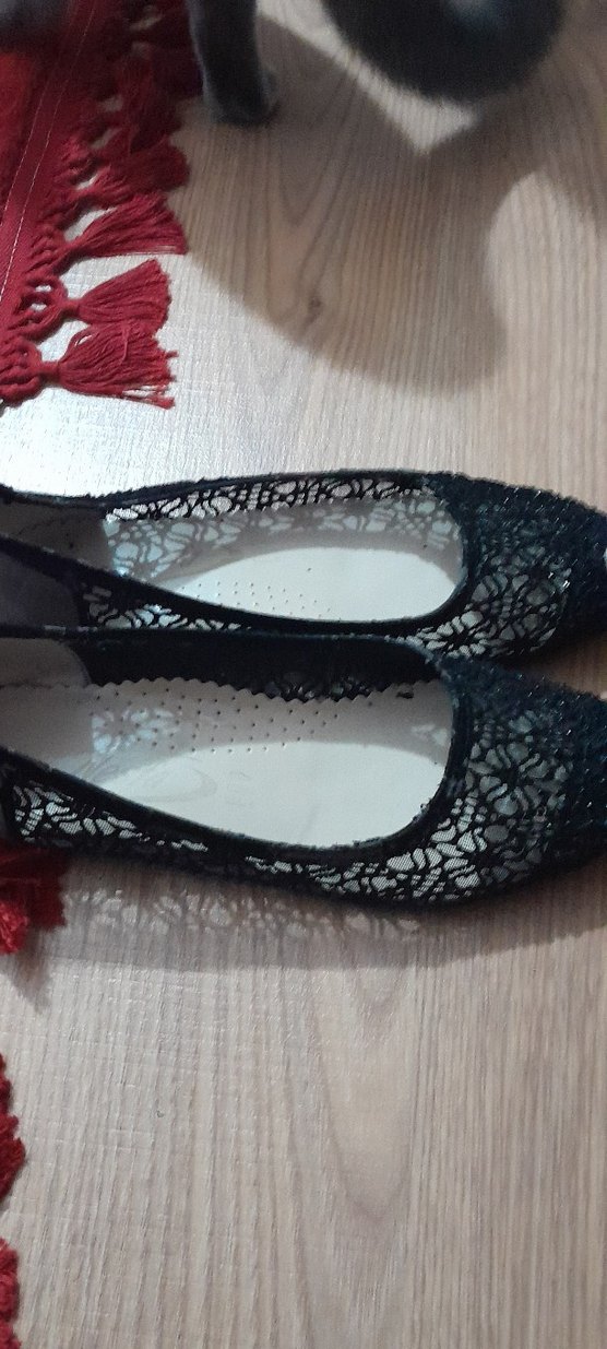 Siyah Dantel Detaylı  şık Babet - Görsel 3