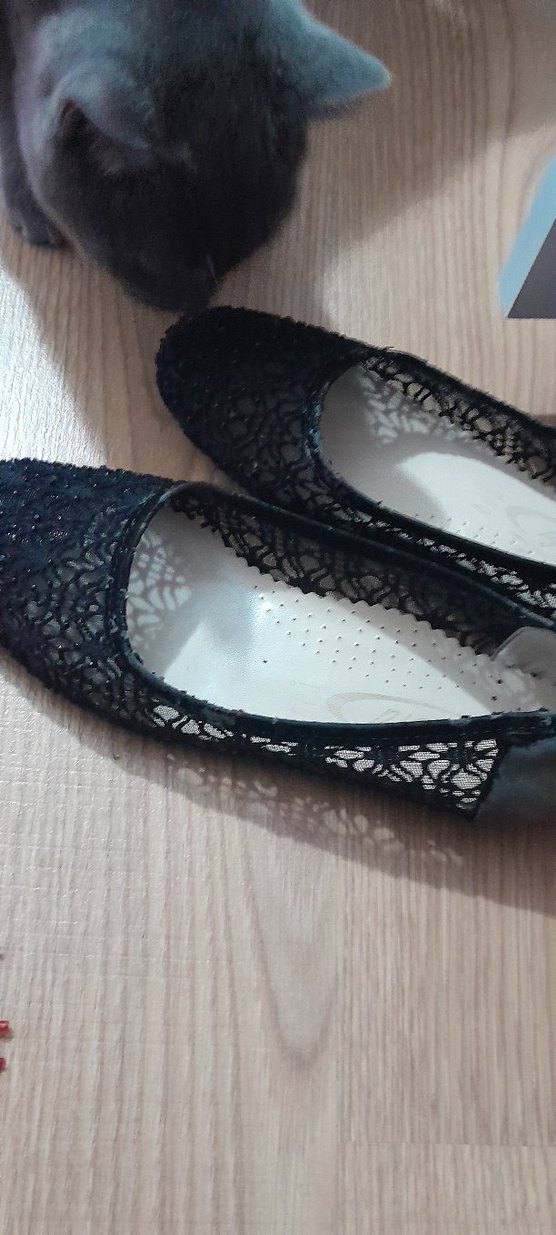 Siyah Dantel Detaylı  şık Babet - Görsel 2