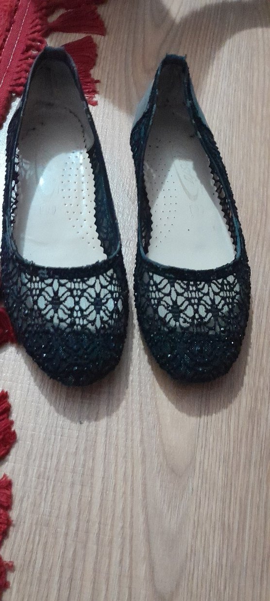 Siyah Dantel Detaylı  şık Babet - Görsel 4