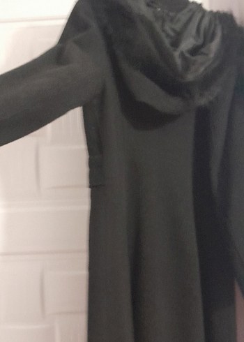 Siyah Uzun Kürklü  Kadın Kaban - Görsel 4