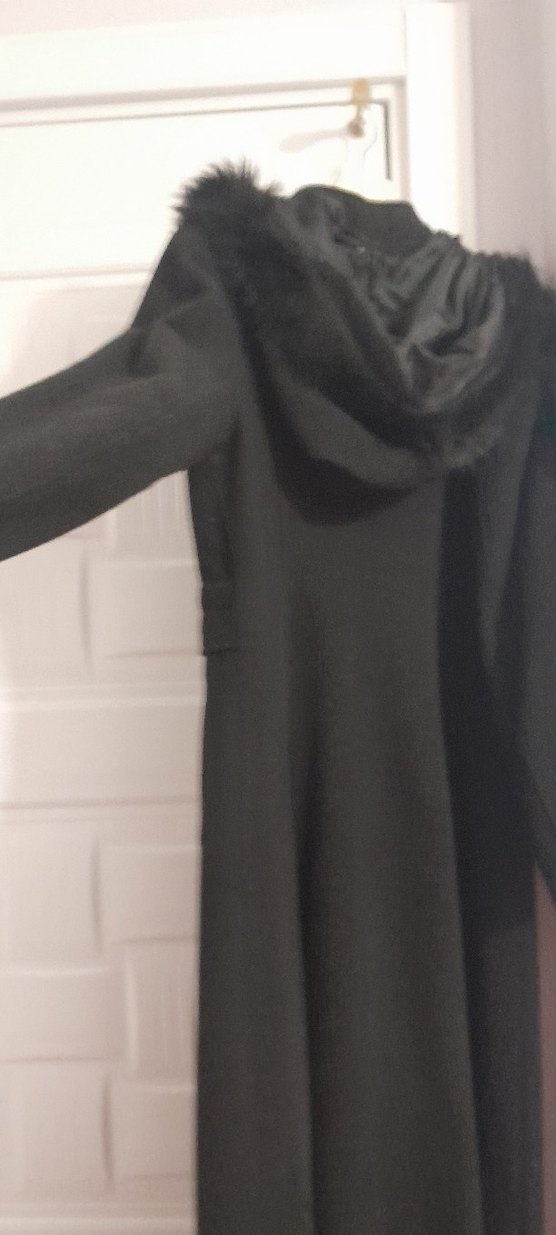 Siyah Uzun Kürklü  Kadın Kaban - Görsel 4