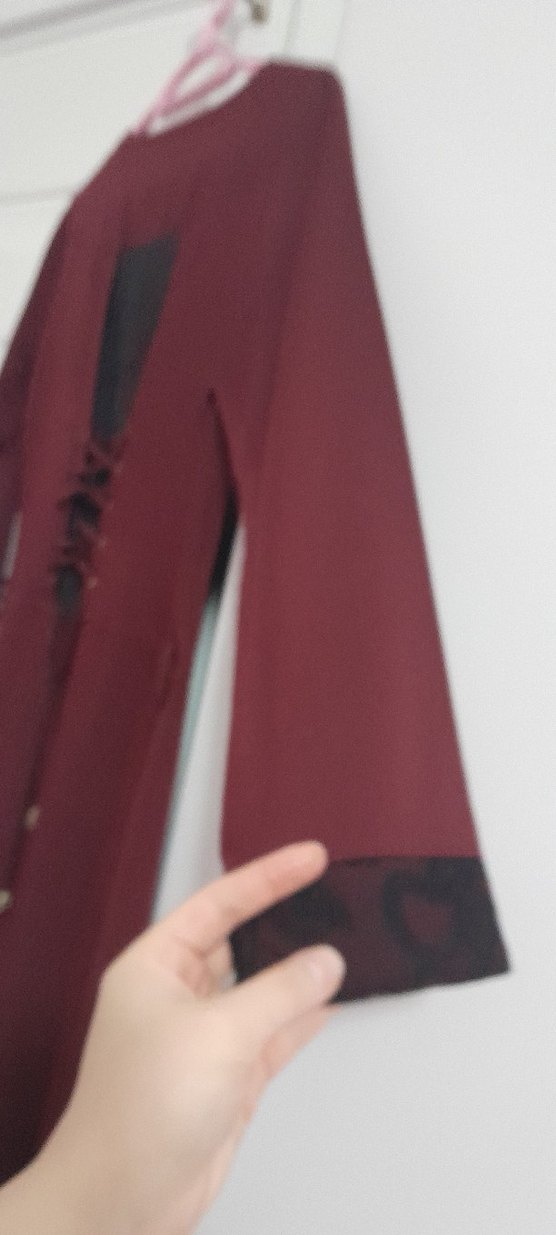 Bordo V Yaka Uzun Kollu Salaş şık Elbise - Görsel 4