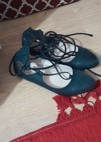 siyah Bağcıklı babet Kadın Ayakkabı - Görsel 3