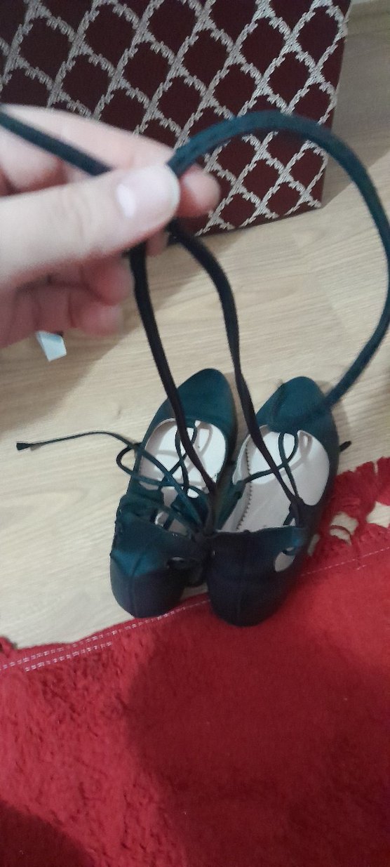 siyah Bağcıklı babet Kadın Ayakkabı - Görsel 4