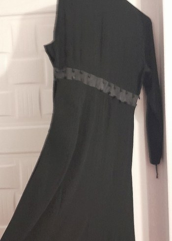 siyah deri detaylı ferace - Görsel 2