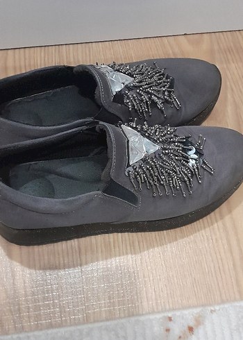 Gri Kadın Günlük Ayakkabı Toka Detaylı - Görsel 2