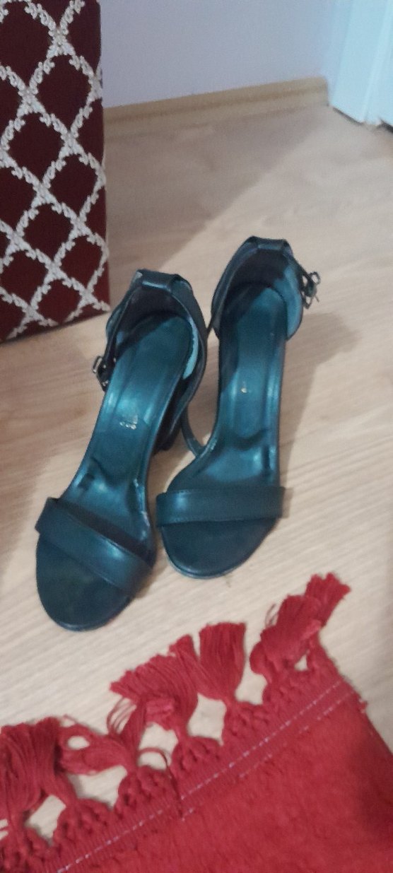 siyah bantlı  Topuklu Abiye Ayakkabı - Görsel 4