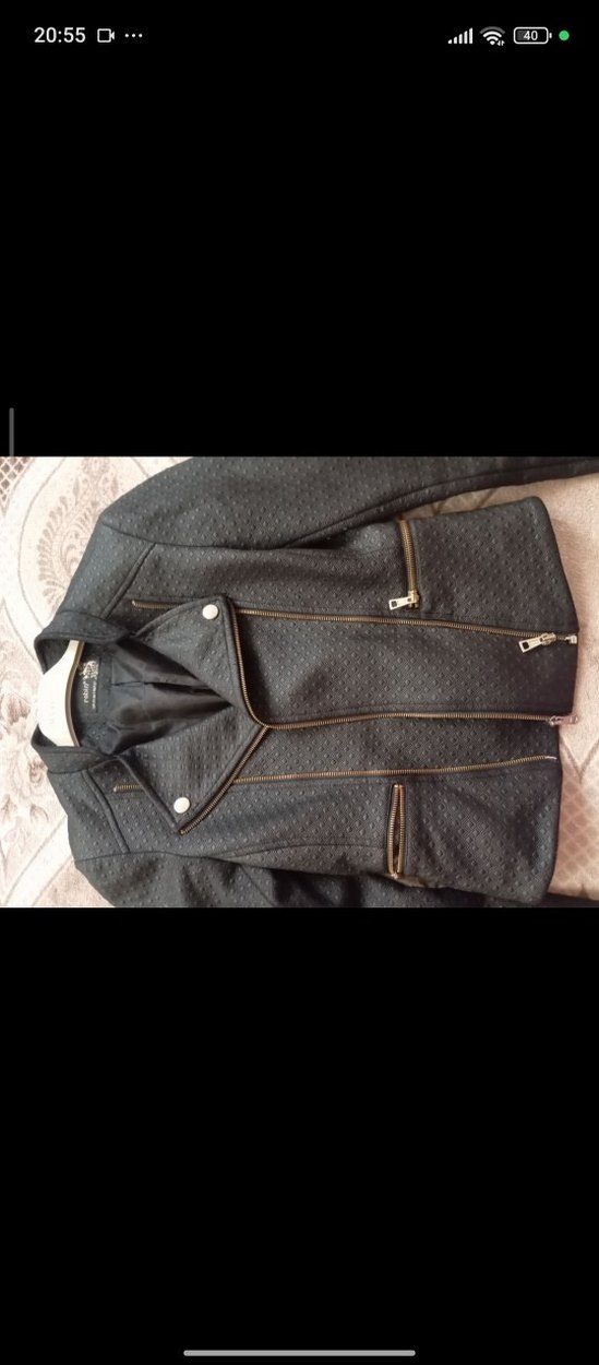 Kadın Siyah Deri Biker Ceket - Görsel 3