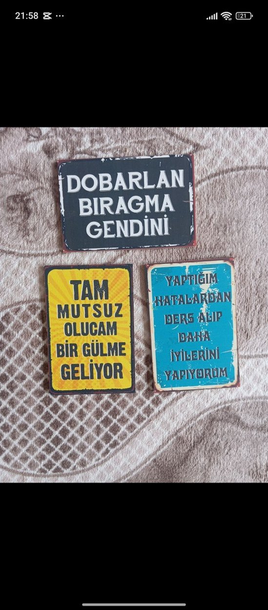 Retro Yazılı 5'li Metal Magnet Seti - Görsel 2