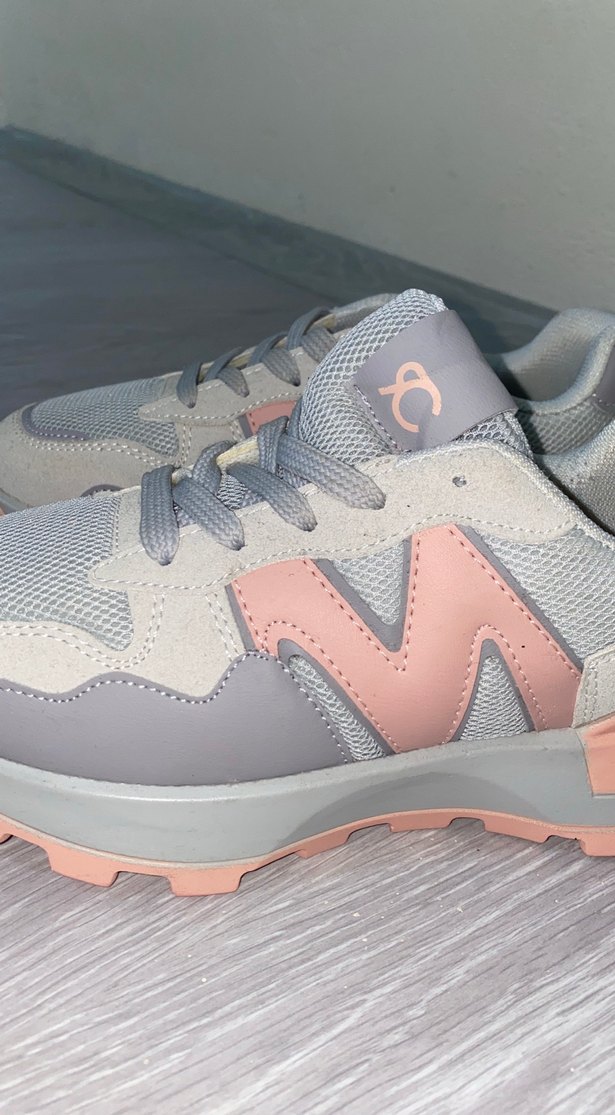 Gri Pembe Platform Spor Ayakkabı - Görsel 5