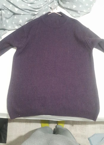 Mor Kadın Triko Bisiklet Yaka Kazak - Görsel 2