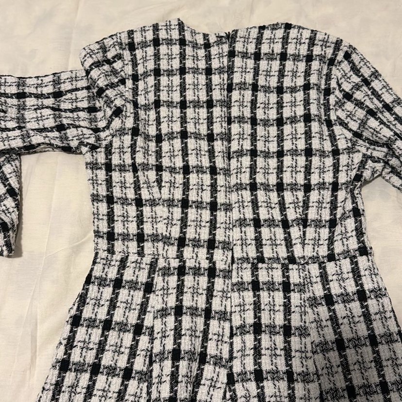 Uzun Kollu Ekose Midi Elbise - Görsel 3