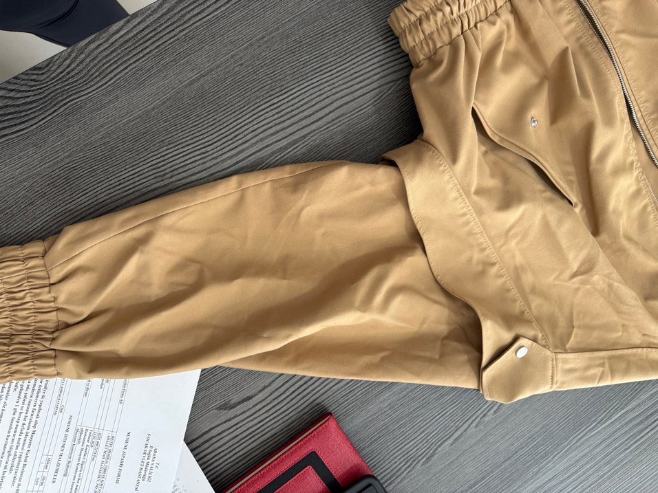 Kısa Bej Keten Kadın Ceket - Görsel 3