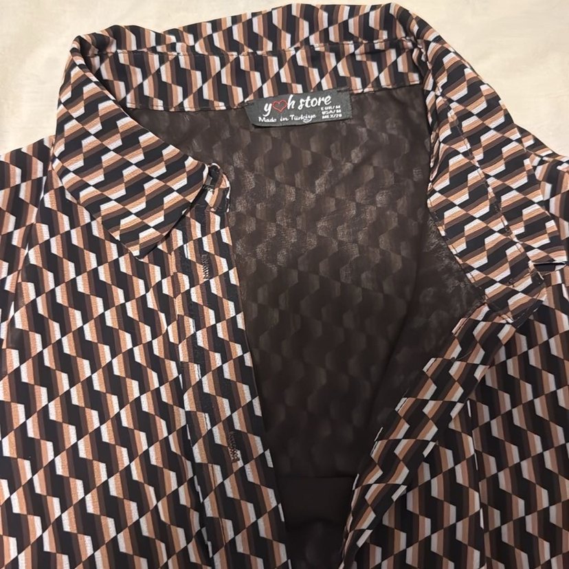 Dik Yaka Kadın Kahverengi Hamile Bluzu - Görsel 2