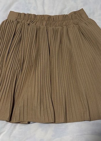 Bej Pilili Midi Kadın Etek - Görsel 3