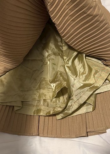 Bej Pilili Midi Kadın Etek - Görsel 2