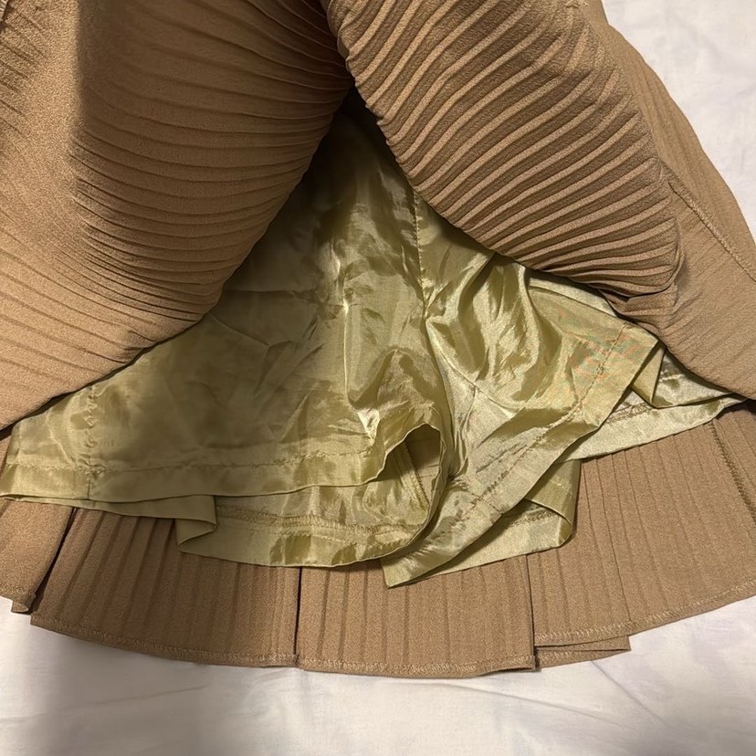 Bej Pilili Midi Kadın Etek - Görsel 2