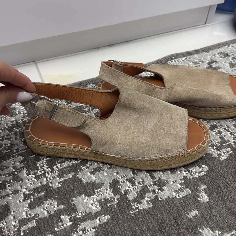 Bej Süet Dolgu Topuklu Bohem Sandalet - Görsel 2