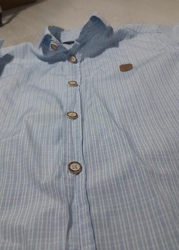 Mavi Düğmeli Uzun Kollu Erkek Gömlek - Görsel 8