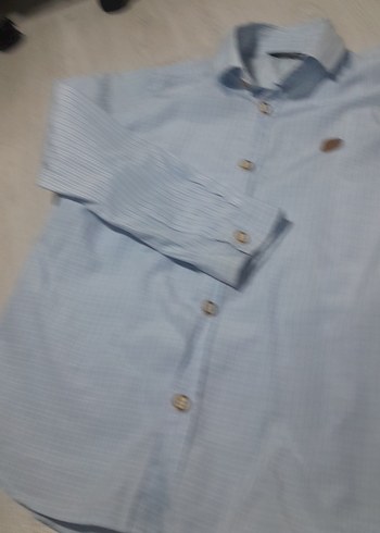 Mavi Düğmeli Uzun Kollu Erkek Gömlek - Görsel 6