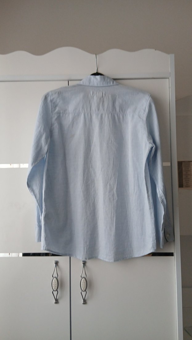 Erkek Mavi Keten Gömlek Uzun Kollu - Görsel 2