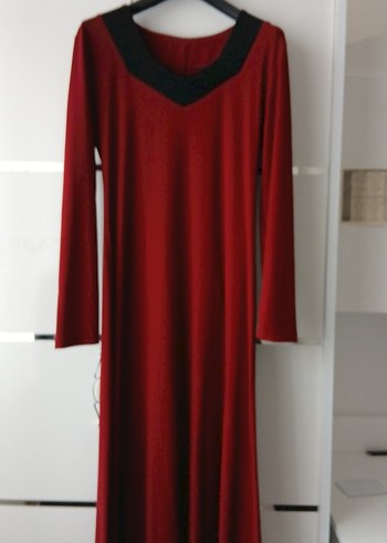 Bordo Uzun Drapeli Gotik Elbise - Görsel 3