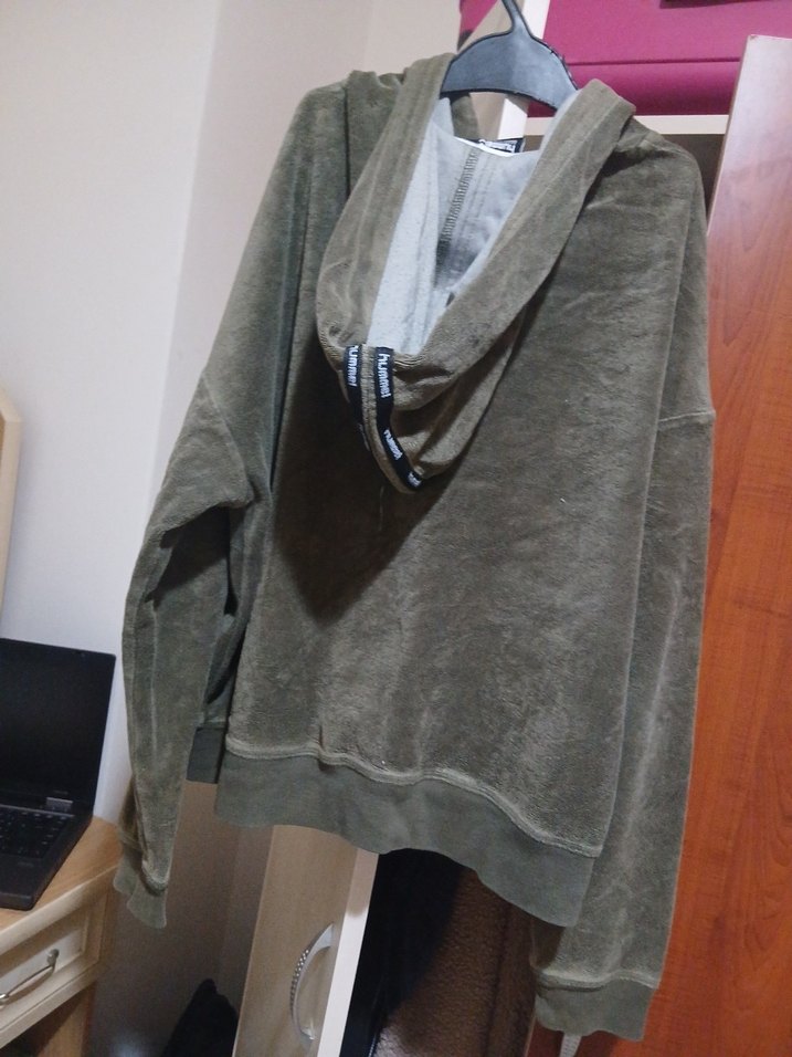 Haki Kapüşonlu Kadın Süet Ceket - Görsel 2