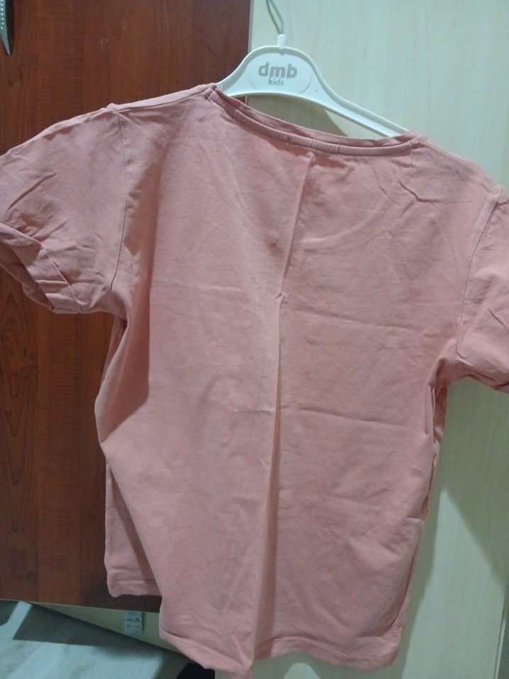 Pembe Kız Çocuk Baskılı Kısa Kollu Tişört - Görsel 2