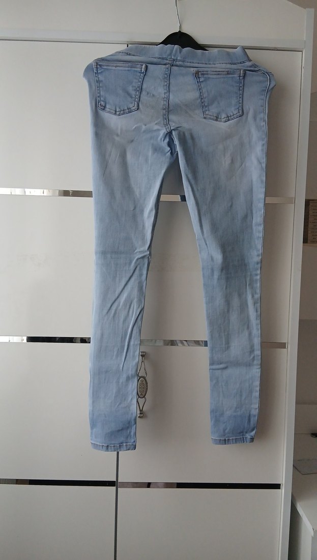 Kız Çocuk Bebe Mavisi Elastik Bel Kot Pantolon - Görsel 2