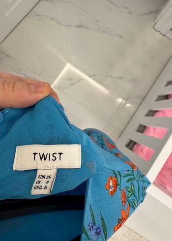 Turkuaz Desenli Pilili Uzun Kollu Mini Elbise - Görsel 4