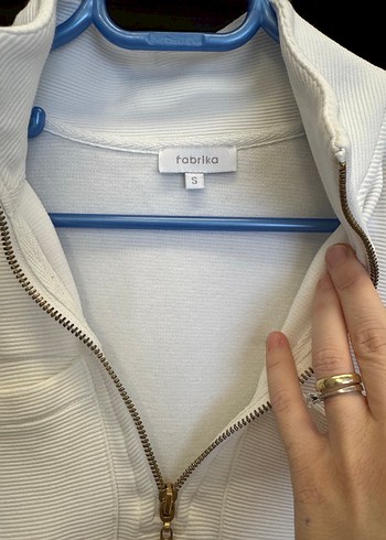 Kadın Beyaz Fermuarlı Sweatshirt - Görsel 2