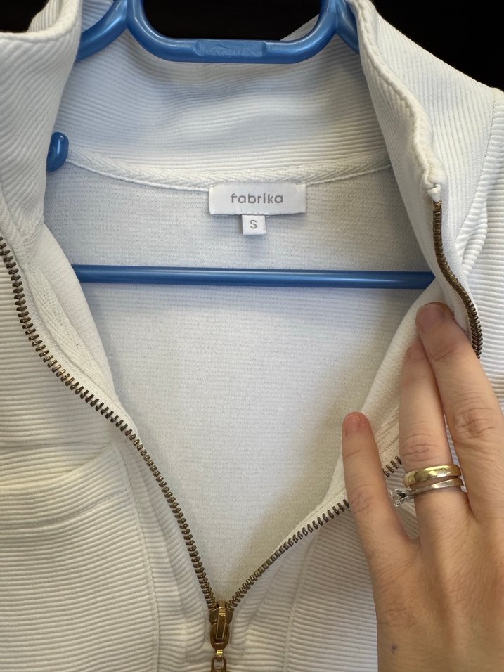Kadın Beyaz Fermuarlı Sweatshirt - Görsel 2