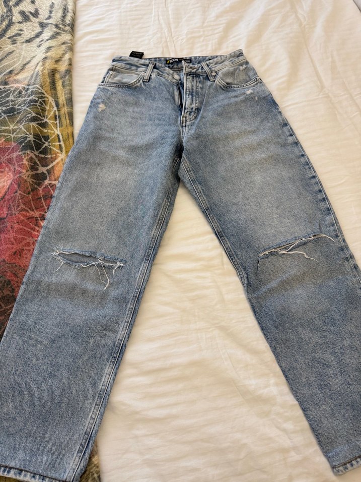 Mavi Düğmeli Loose Fit Kadın Kot Pantolon beden 25/27 - Görsel 4